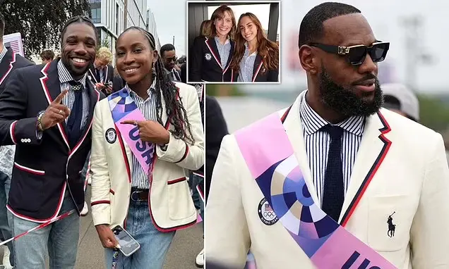 Flag bearers LeBron James and Coco Gauff get suited and booted in Ralph Lauren as they prepare to lead Team USA along the Seine at Olympic opening ceremony in rainy Paris |