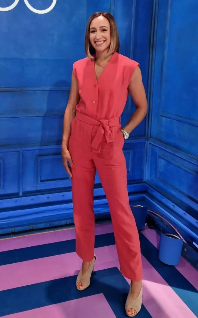 Dame Jessica Ennis-Hill has typically dressed in playful looks, like this silky red co-ord from Claudie Pierlot