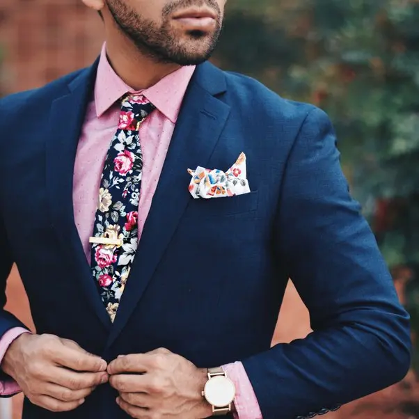 pink shirt Navy Blue Suit