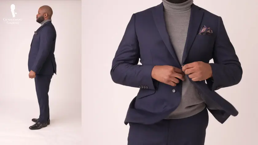 Grey Shirt Navy Blue Suit