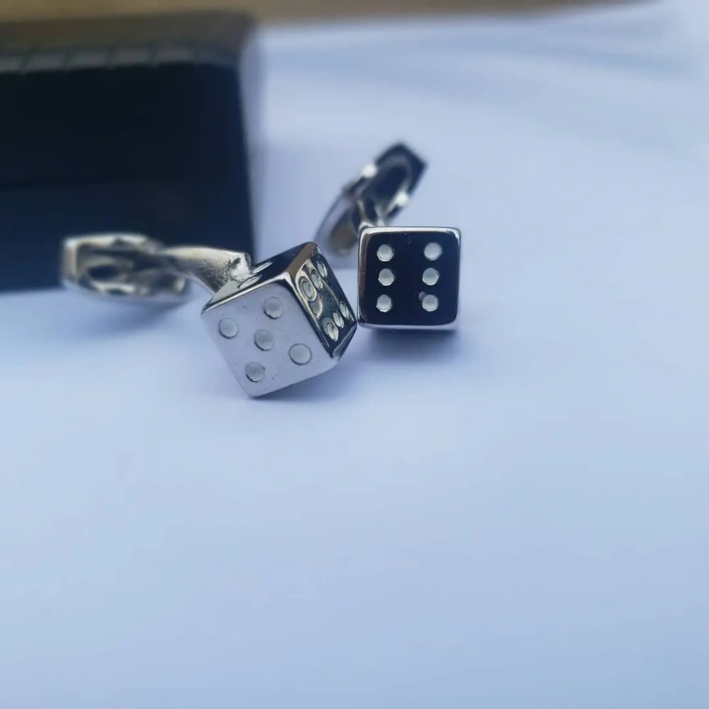 Silver Cufflinks with Navy Blue Suit