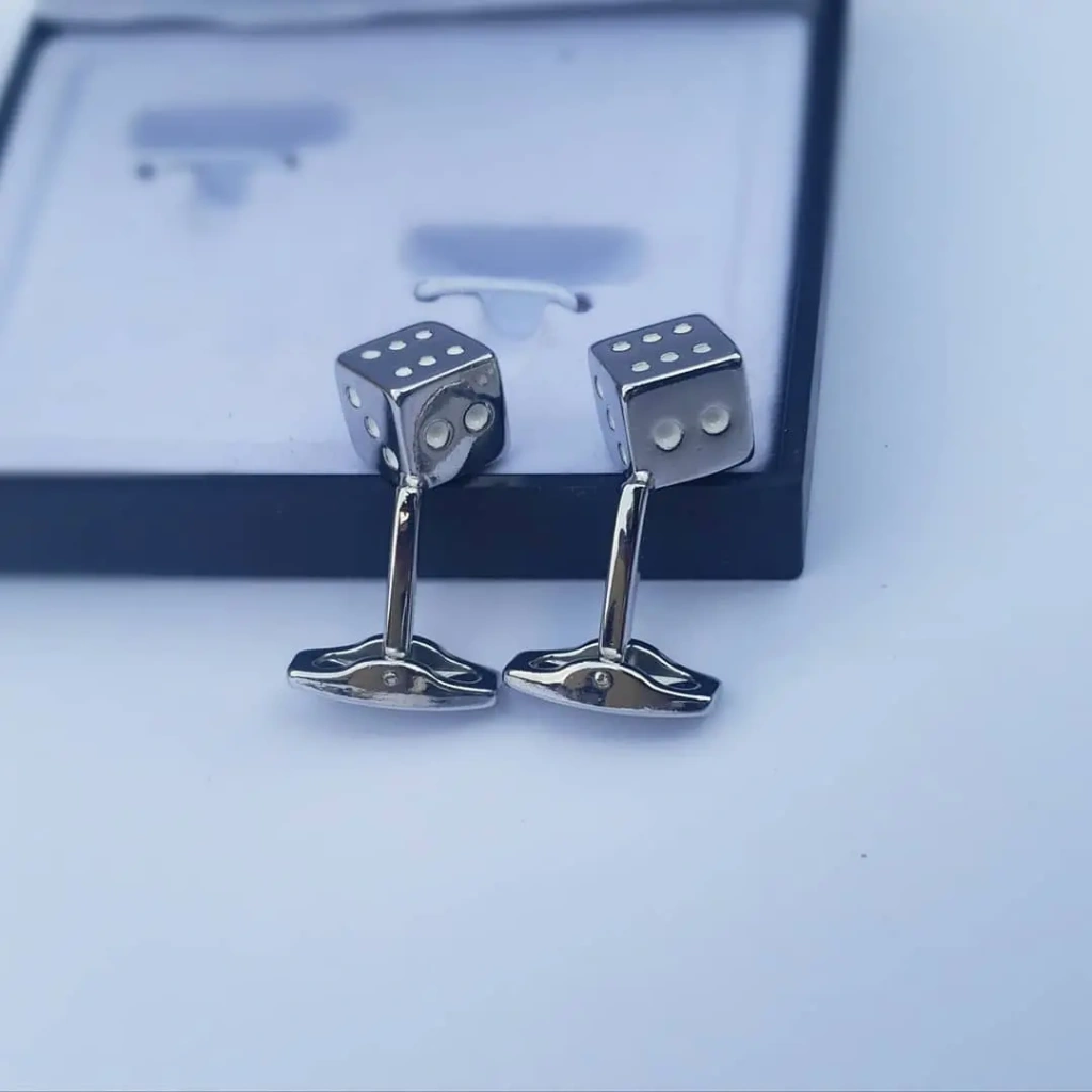 Silver Cufflinks with Navy Blue Suit