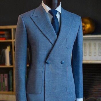 Men’s Blue Double-Breasted Formal Business Suit