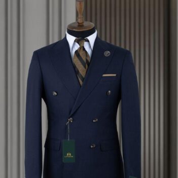 Men’s Blue Double-Breasted Formal Business Suit