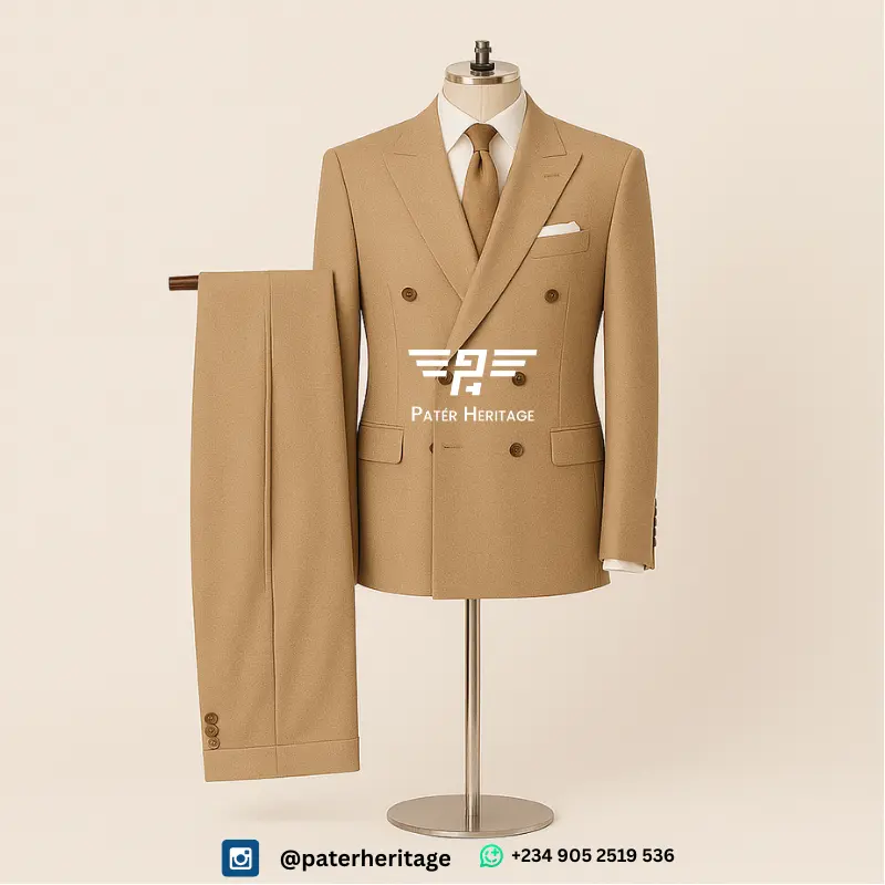 Tan Double Breasted Business Suit