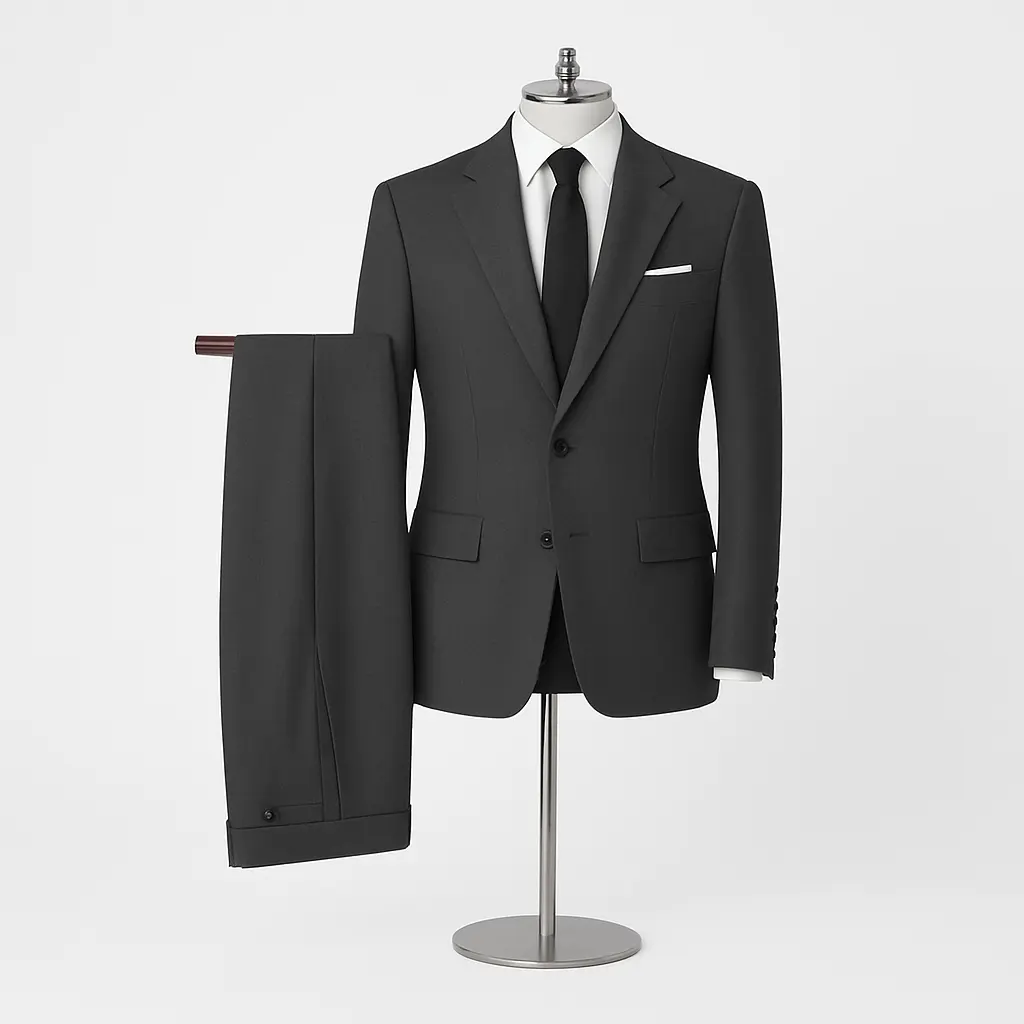 Custom-made two-piece charcoal grey suit