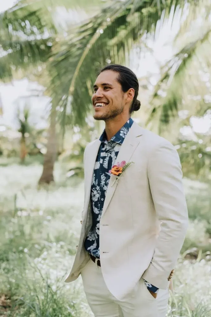 White suit for tropical getaway
