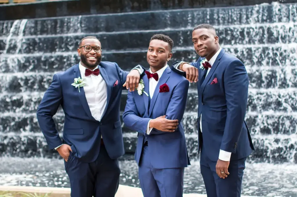 A wedding blue suit combination