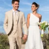 groom in a tan suit