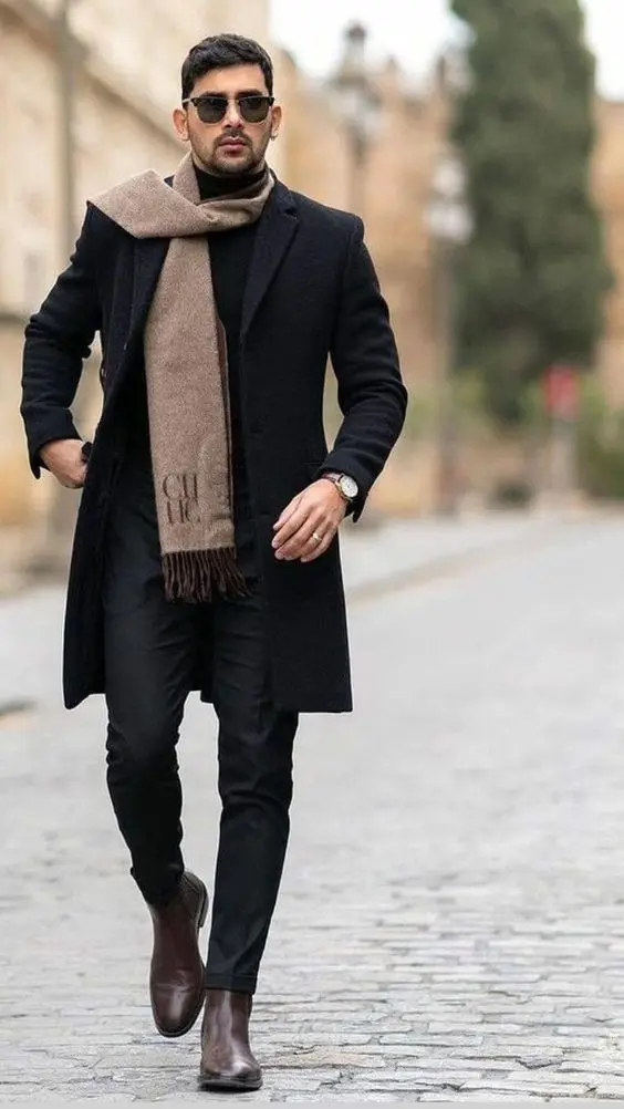 Men's business casual look in winter