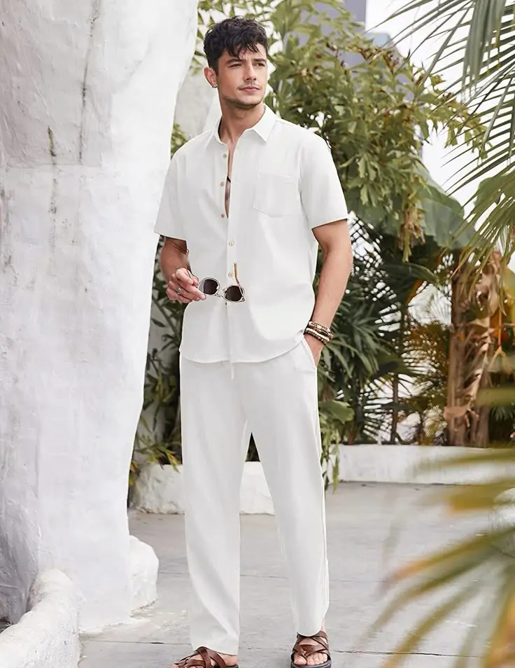 Classic two-piece linen outfit